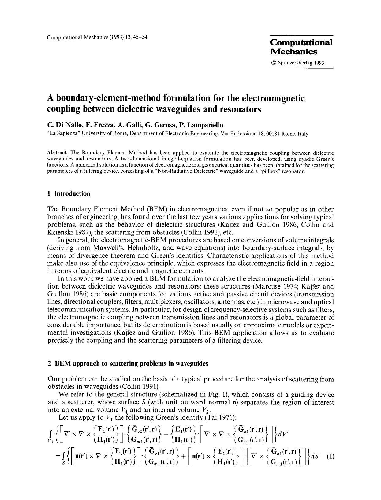 A boundary-element-method formulation for the electromagnetic coupling between dielectric waveguides and resonators by Unknown