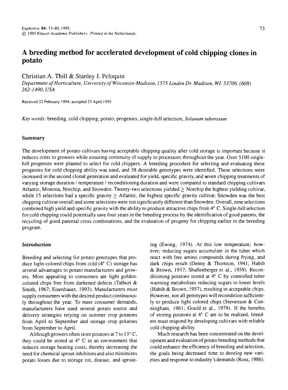 A breeding method for accelerated development of cold chipping clones in potato by Unknown