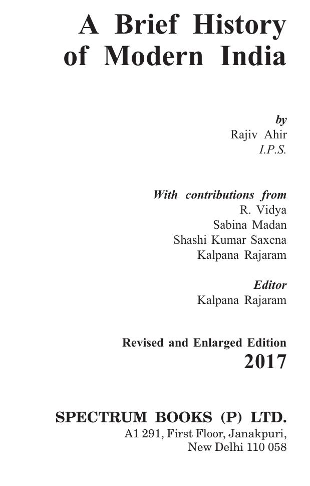 A brief History of Modern India for UPSC by Rajiv ahir