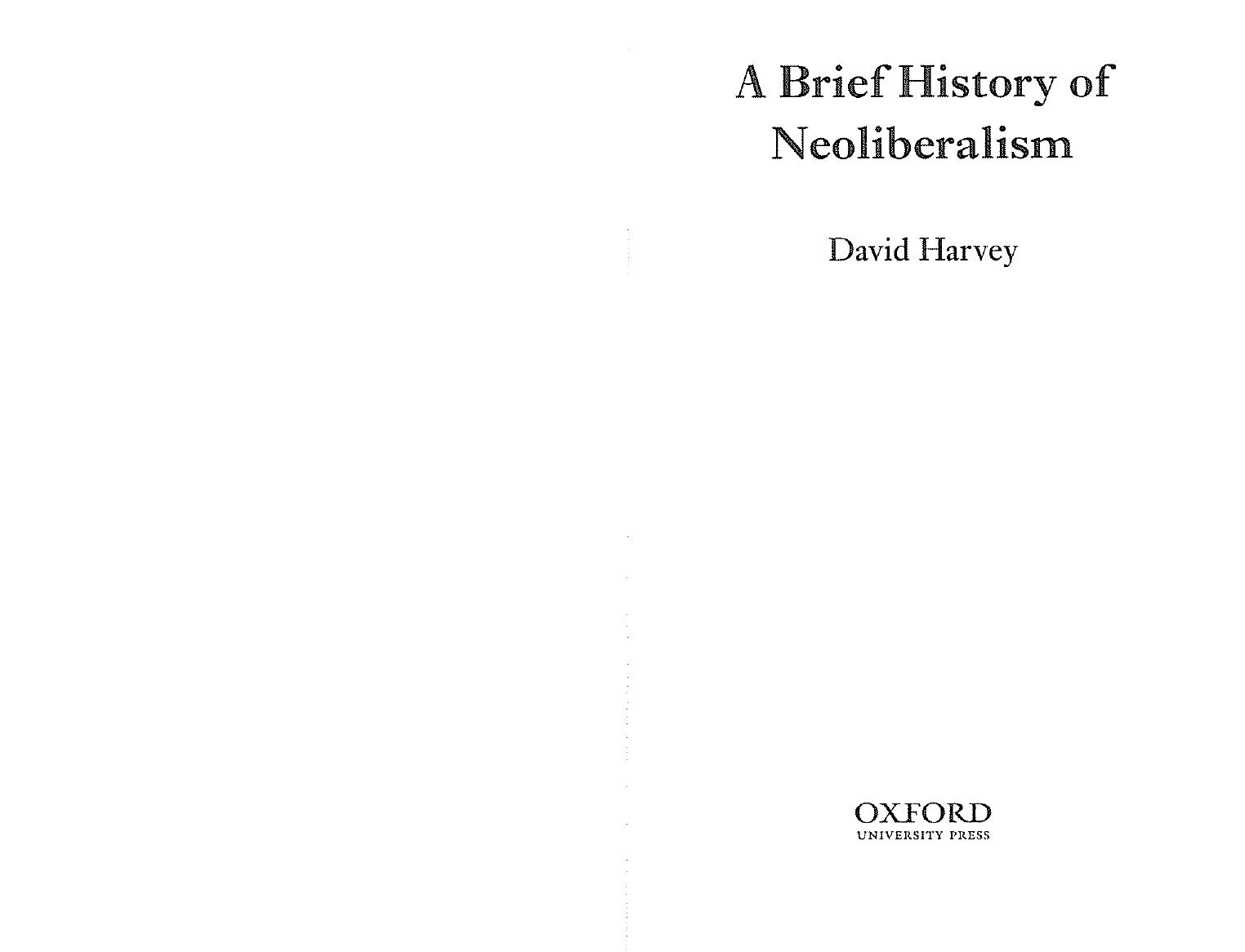A brief history of neoliberalism by D. Harvey