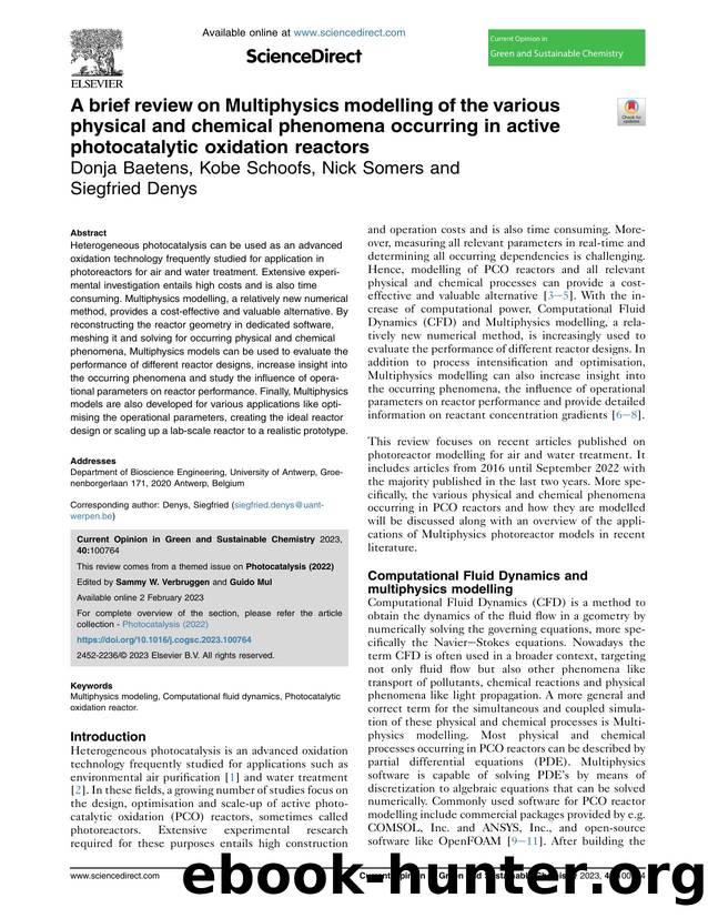 A brief review on Multiphysics modelling of the various physical and chemical phenomena occurring in active photocatalytic oxidation reactors by Donja Baetens & Kobe Schoofs & Nick Somers & Siegfried Denys