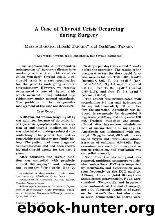 A case of thyroid crisis occurring during surgery by Unknown