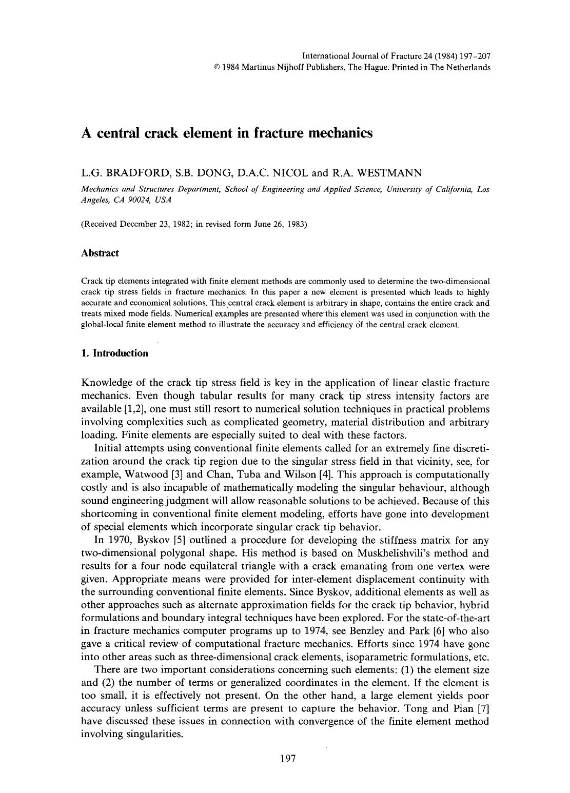 A central crack element in fracture mechanics by Unknown