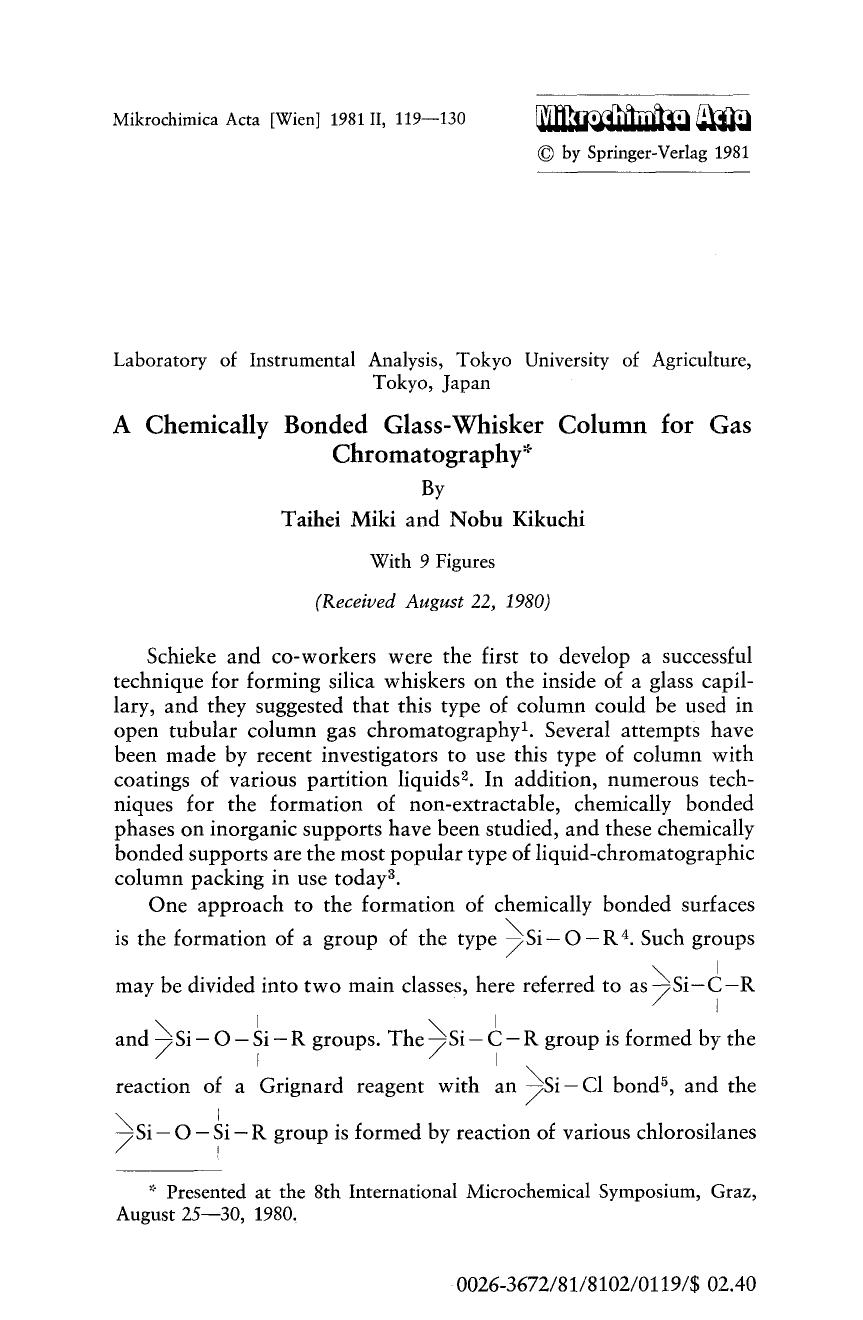 A chemically bonded glass-whisker column for gas chromatography by Unknown