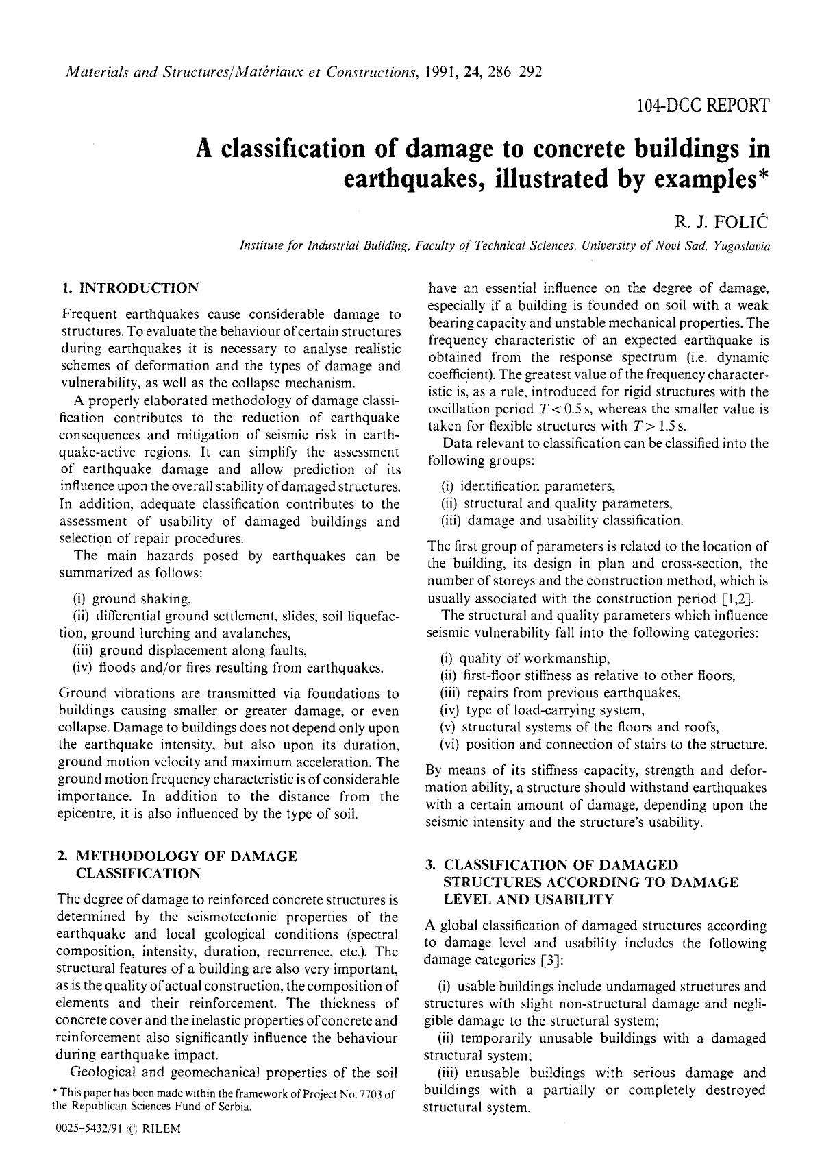 A classification of damage to concrete buildings in earthquakes, illustrated by examples by Unknown