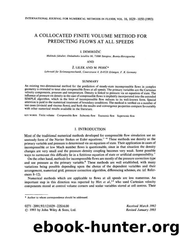 A collocated finite volume method for predicting flows at all speeds by Unknown