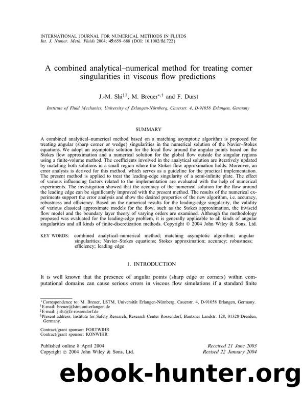 A combined analytical-numerical method for treating corner singularities in viscous flow predictions by Unknown