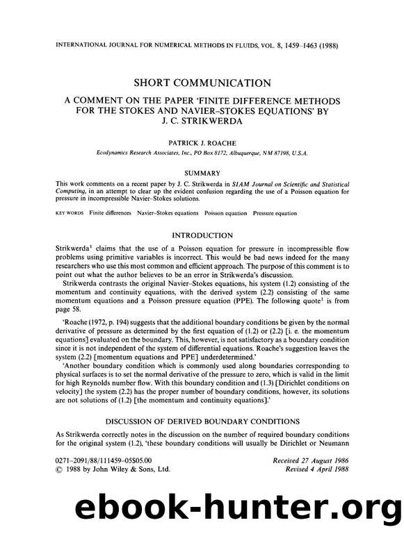 A comment on the paper `finite difference methods for the stokes and Navier-Stokes equations' by J. C. Strikwerda by Unknown