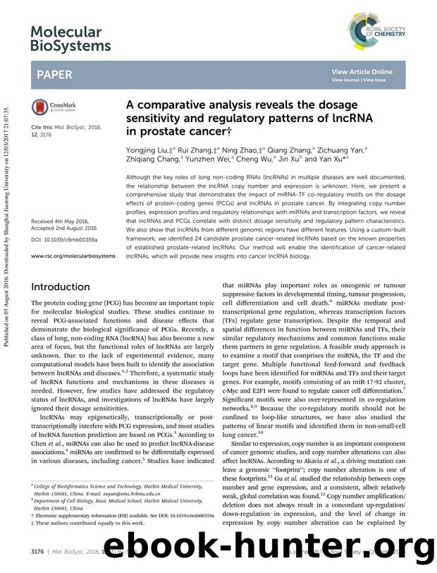 A comparative analysis reveals the dosage sensitivity and regulatory patterns of lncRNA in prostate cancer by unknow