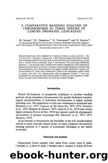 A comparative banding analysis of chromosomes in three species of lemurs (Primates, <Emphasis Type="Italic">Lemuridae <Emphasis>) by Unknown