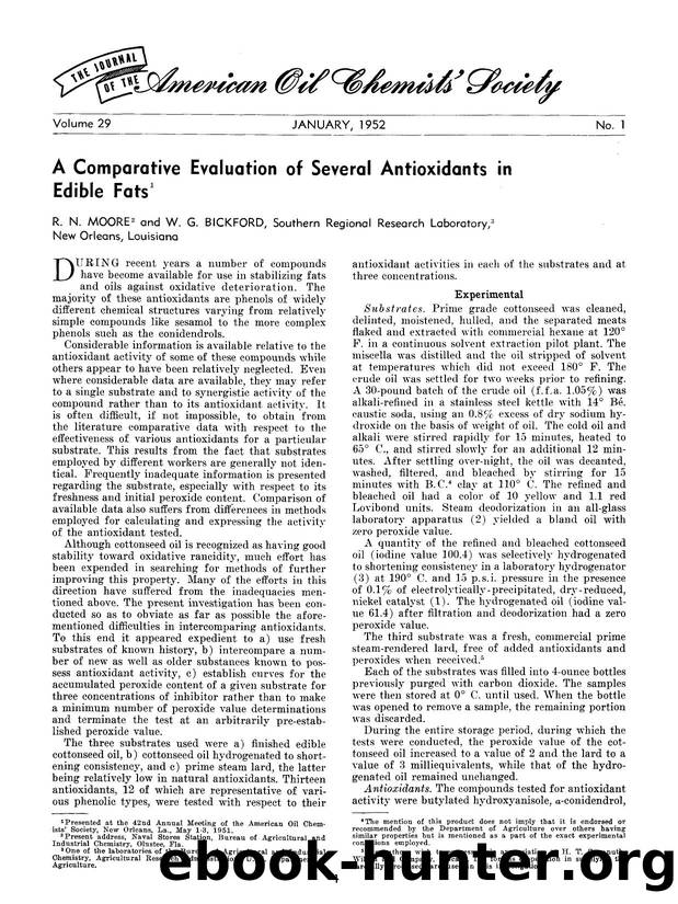 A comparative evaluation of several antioxidants in edible fats by Unknown