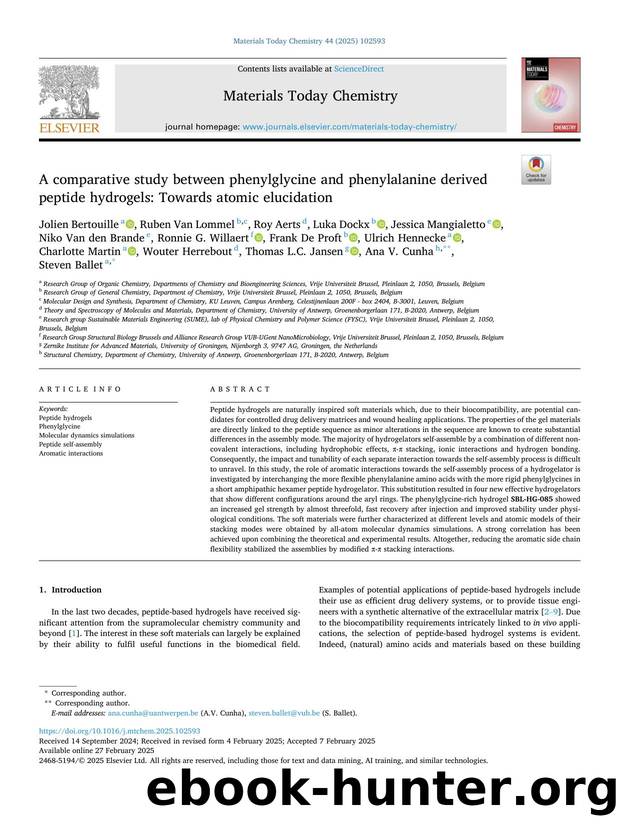 A comparative study between phenylglycine and phenylalanine derived peptide hydrogels: Towards atomic elucidation by unknow
