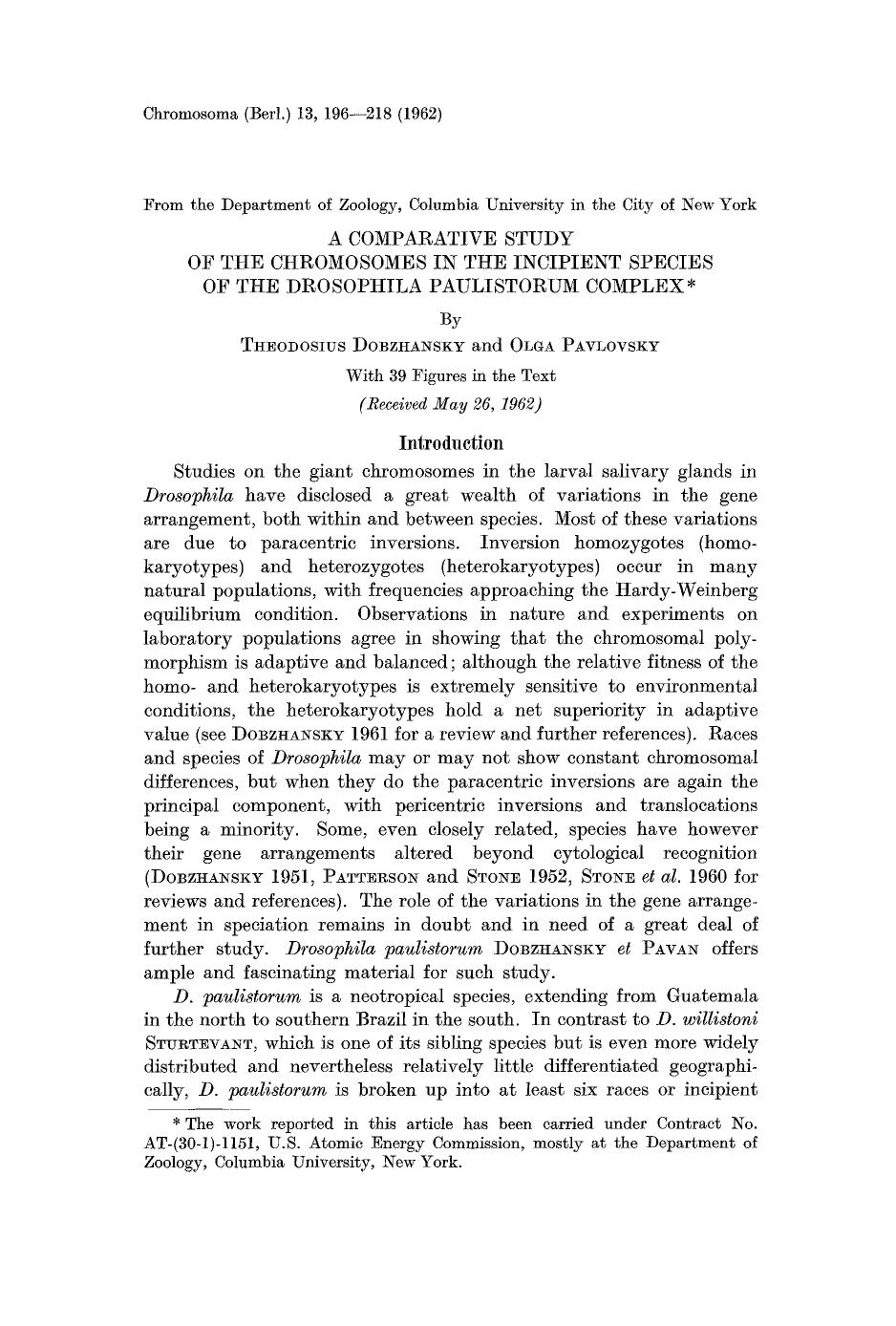 A comparative study of the chromosomes in the incipient species of the Drosophila paulistorum complex by Unknown