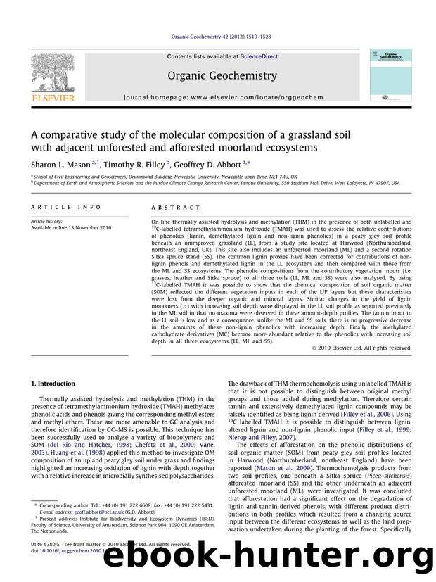 A comparative study of the molecular composition of a grassland soil with adjacent unforested and afforested moorland ecosystems by Sharon L. Mason & Timothy R. Filley & Geoffrey D. Abbott