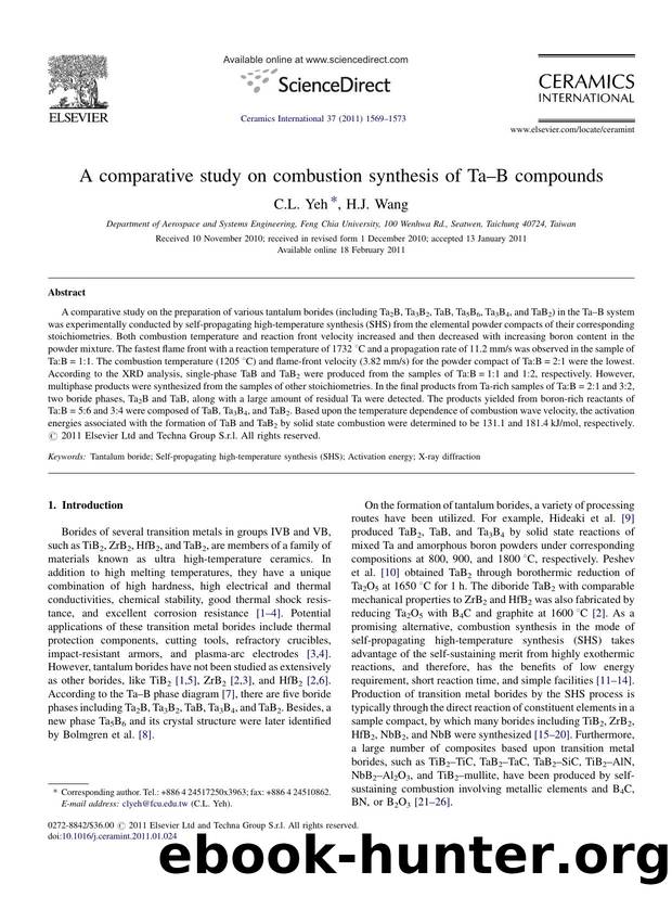 A comparative study on combustion synthesis of TaÃ¢â¬âB compounds by C.L. Yeh