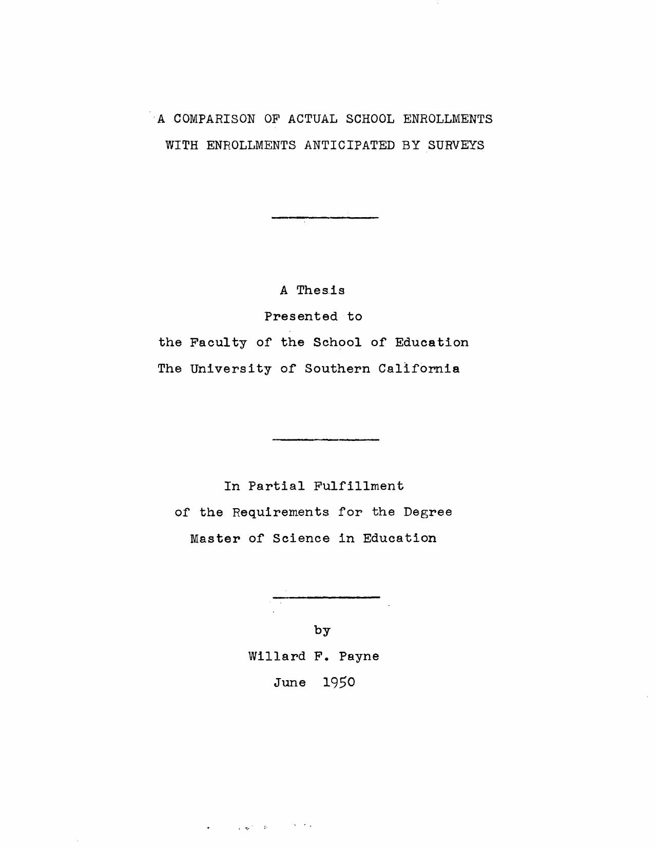 A comparison of actual school enrollments with enrollments anticipated by surveys by Payne Willard F