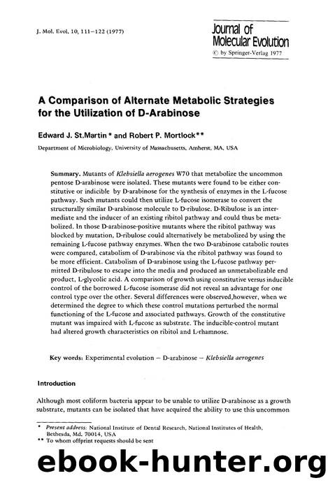 A comparison of alternate metabolic strategies for the utilization of D-arabinose by Unknown