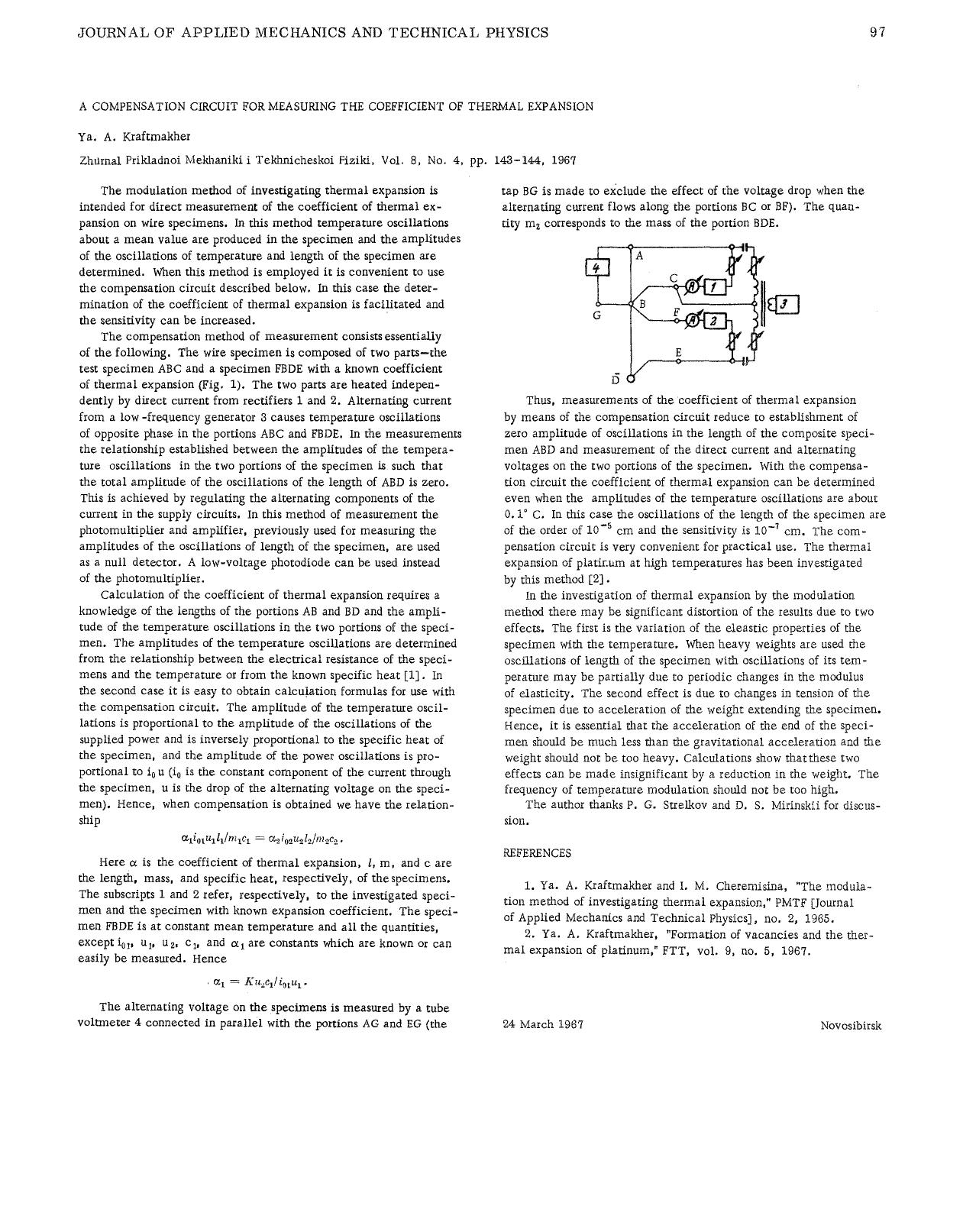 A compensation circuit for measuring the coefficient of thermal expansion by Unknown