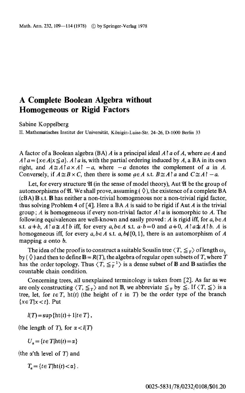 A complete Boolean algebra without homogeneous or rigid factors by Unknown
