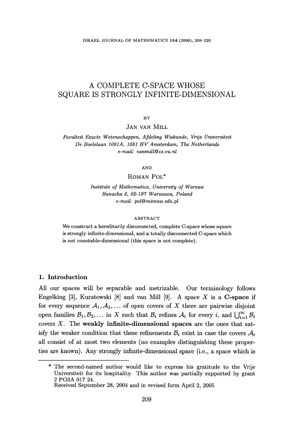 A complete C-space whose square is strongly infinite-dimensional by Unknown