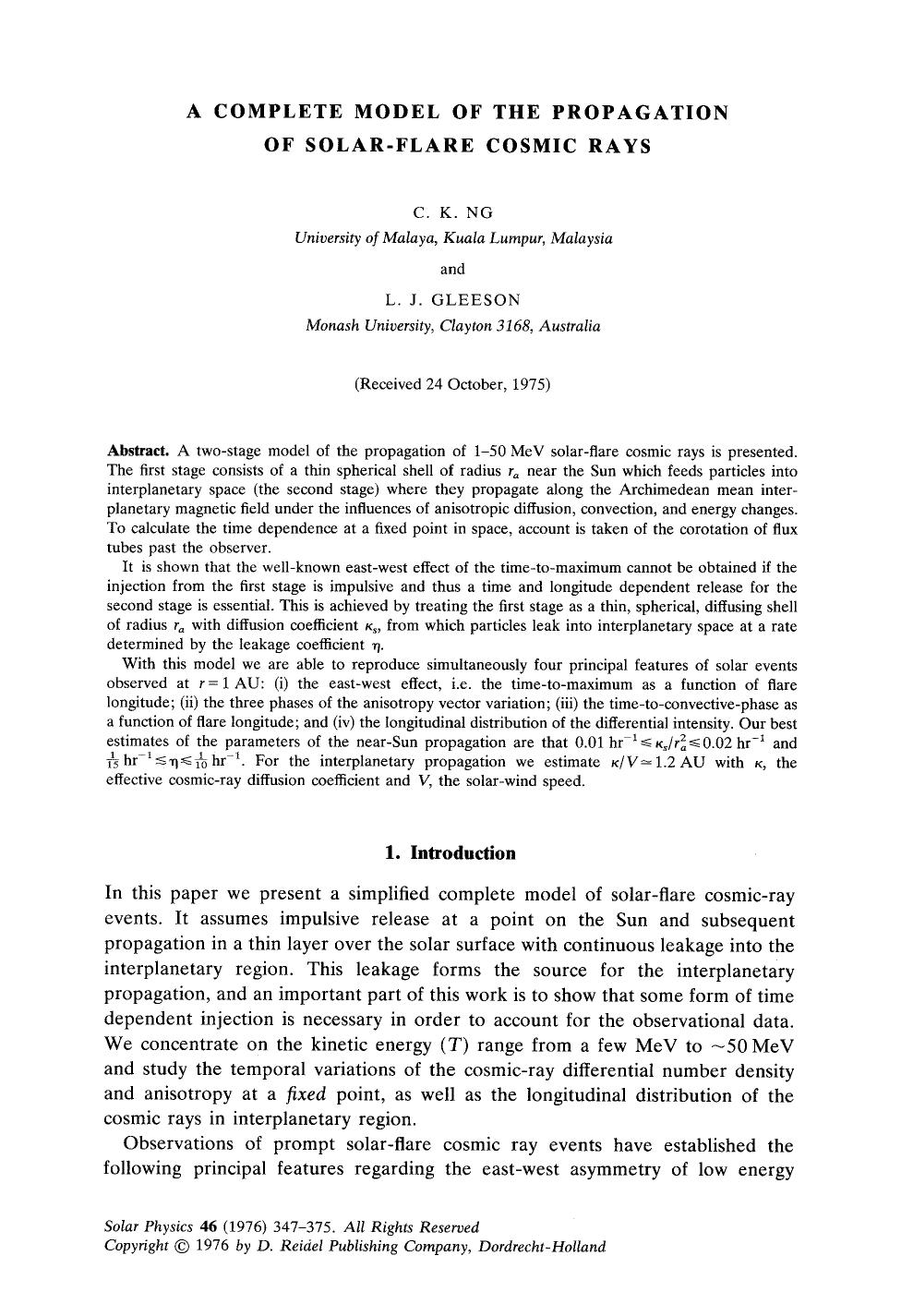 A complete model of the propagation of solar-flare cosmic rays by Unknown