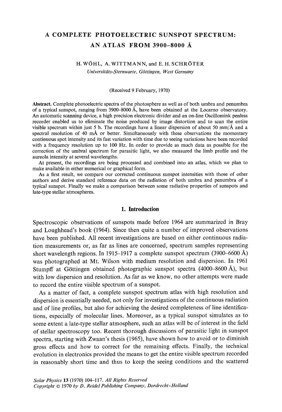 A complete photoelectric sunspot spectrum: An atlas from 3900&#x2013;8000 &#x00C5; by Unknown