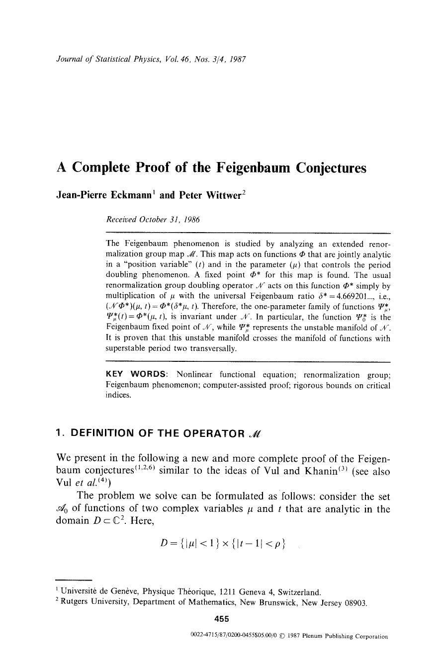 A complete proof of the Feigenbaum conjectures by Unknown