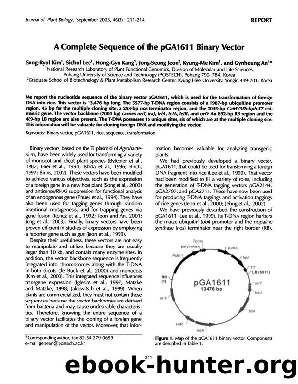 A complete sequence of the pGA1611 binary vector by Unknown