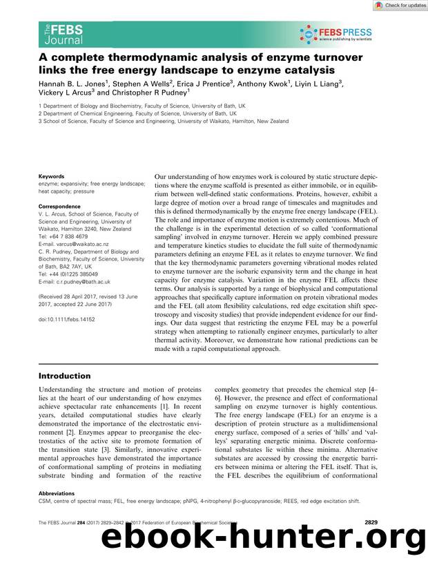A complete thermodynamic analysis of enzyme turnover links the free energy landscape to enzyme catalysis by Unknown