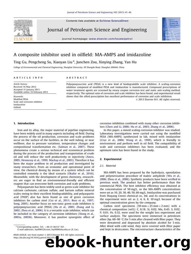 A composite inhibitor used in oilfield MA-AMPS and imidazoline by Ting Gu & Pengcheng Su & Xiaoyan Liu & Junchen Zou & Xinying Zhang & Yan Hu