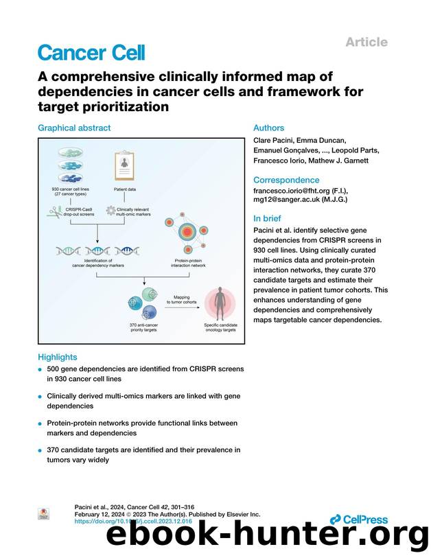 A comprehensive clinically informed map of dependencies in cancer cells and framework for target prioritization by unknow
