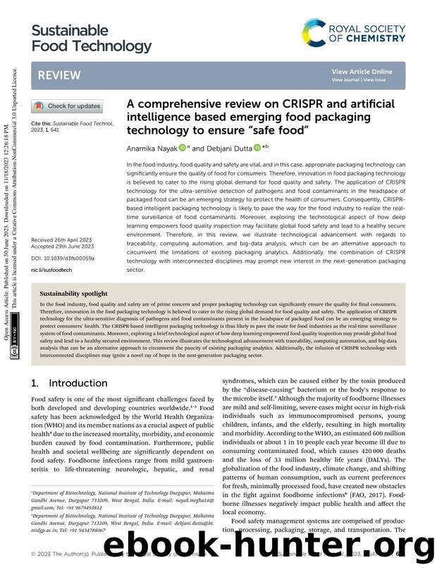 A comprehensive review on CRISPR and artificial intelligence based emerging food packaging technology to ensure âsafe foodâ by Anamika Nayak & Debjani Dutta