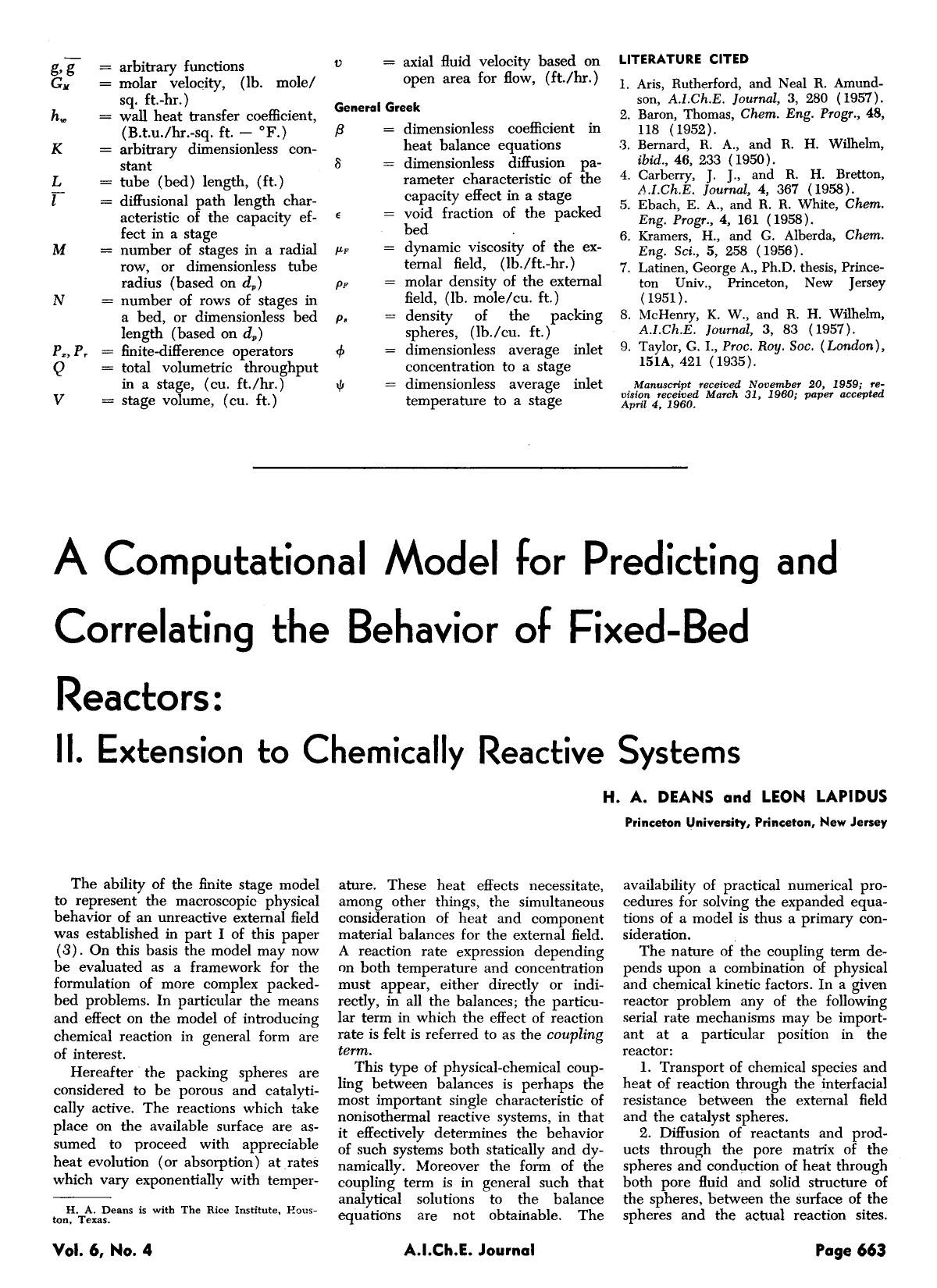A computational model for predicting and correlating the behavior of fixed-bed reactors: II. Extension to chemically reactive systems by Unknown