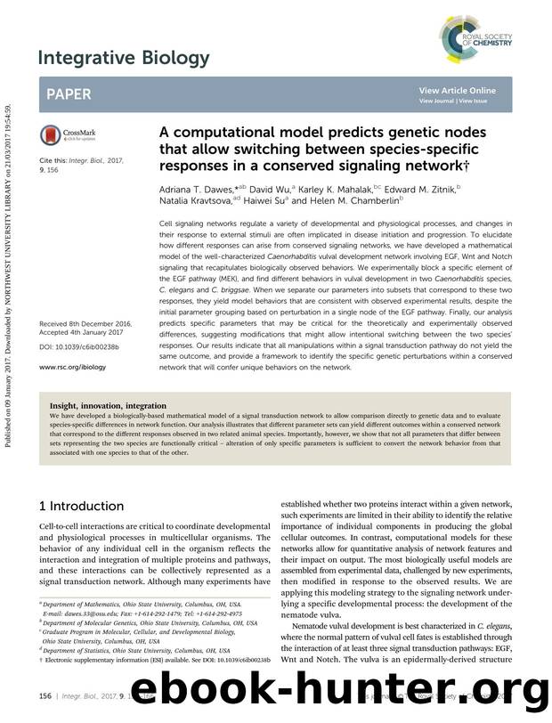 A computational model predicts genetic nodes that allow switching between species-specific responses in a conserved signaling network by unknow