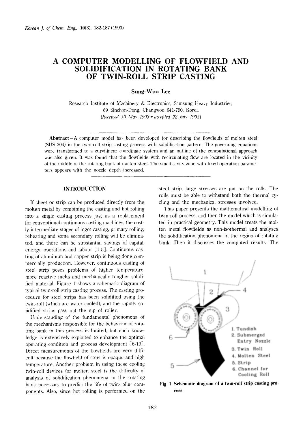 A computer modelling of flowfield and solidification in rotating bank of twin-roll strip casting by Unknown