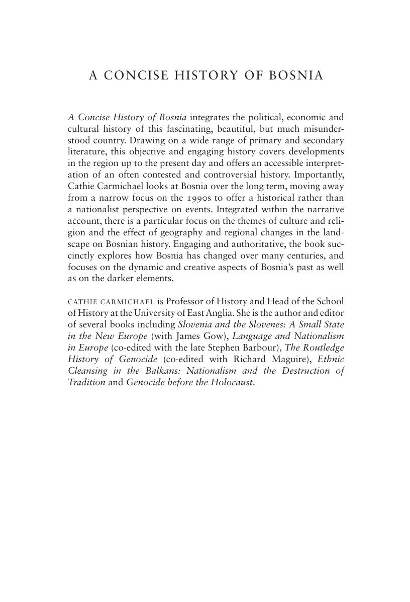 A concise history of Bosnia by Cathie Carmichael
