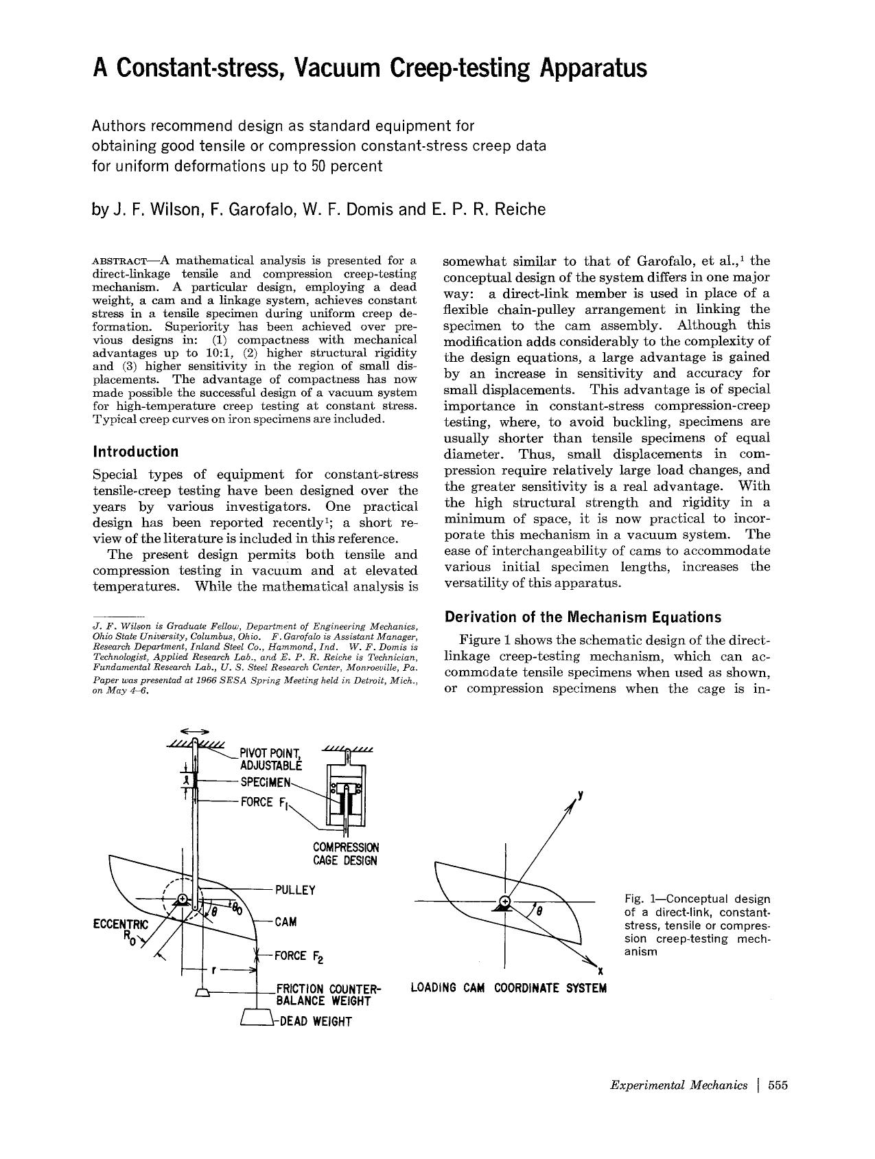 A constant-stress, vacuum creep-testing apparatus by Unknown