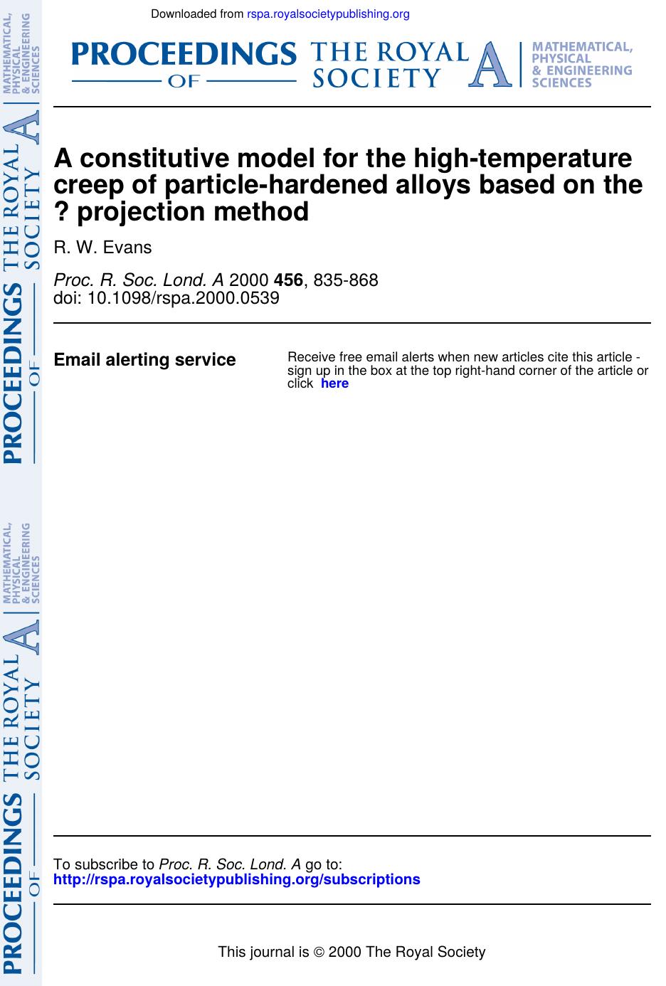 A constitutive model for the high-temperature creep of particle-hardened alloys based on the theta projection method by Unknown