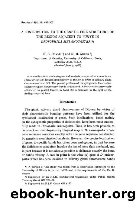 A contribution to the genetic fine structure of the region adjacent to <Emphasis Type="Italic">White <Emphasis> in <Emphasis Type="Italic">Drosophila melanogaster <Emphasis> by Unknown