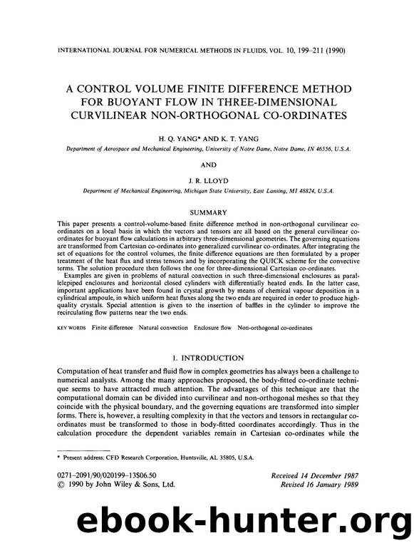 A control volume finite difference method for buoyant flow in three-dimensional curvilinear non-orthogonal co-ordinates by Unknown