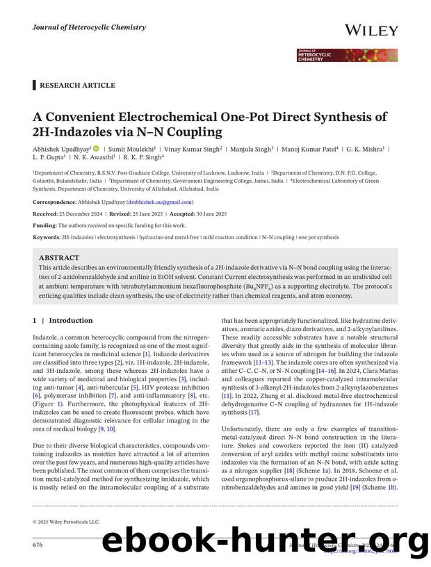 A convenient electrochemical oneâpot direct synthesis of 2Hâindazoles via N-N coupling by Unknown