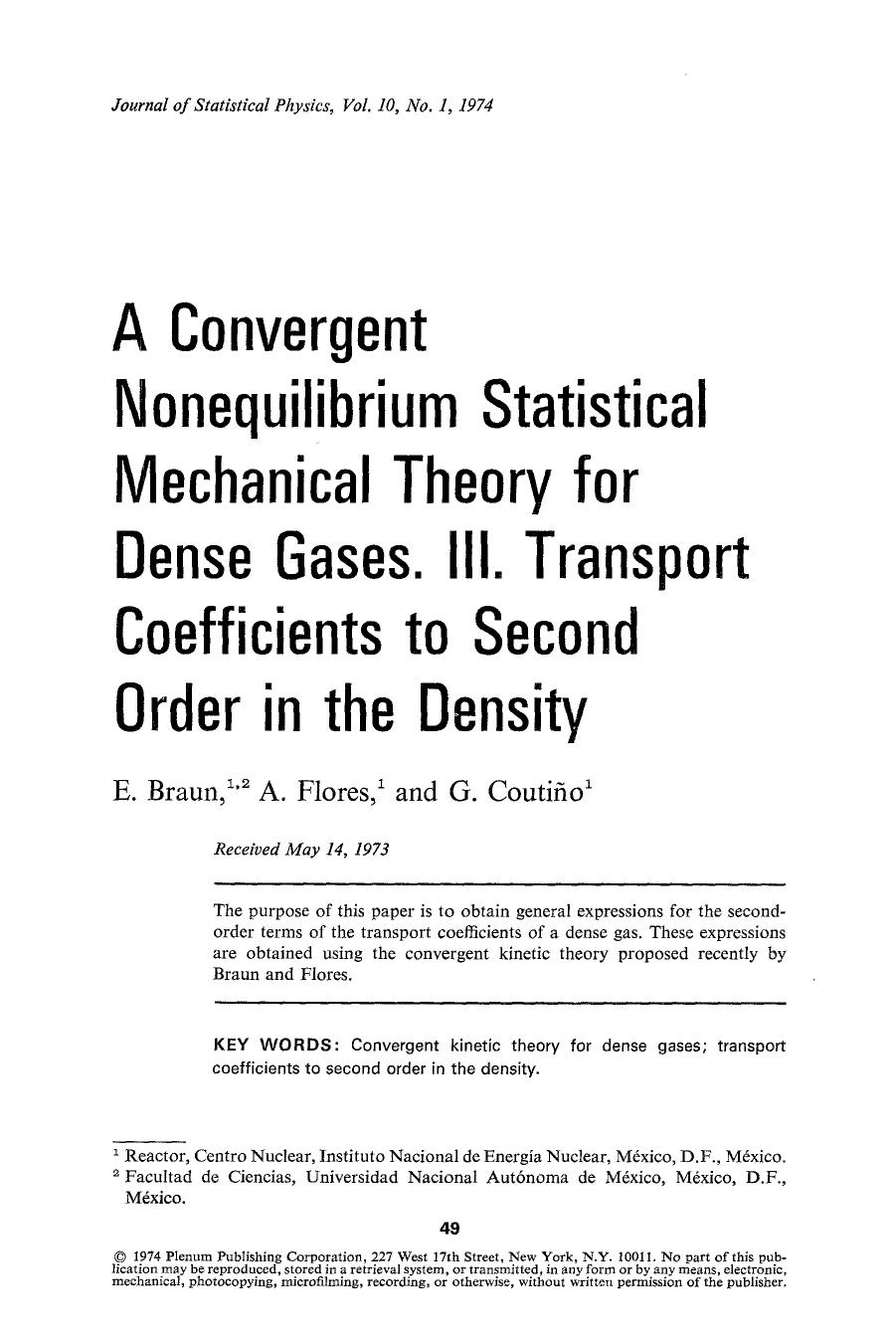 A convergent nonequilibrium statistical mechanical theory for dense gases. III. Transport coefficients to second order in the density by Unknown
