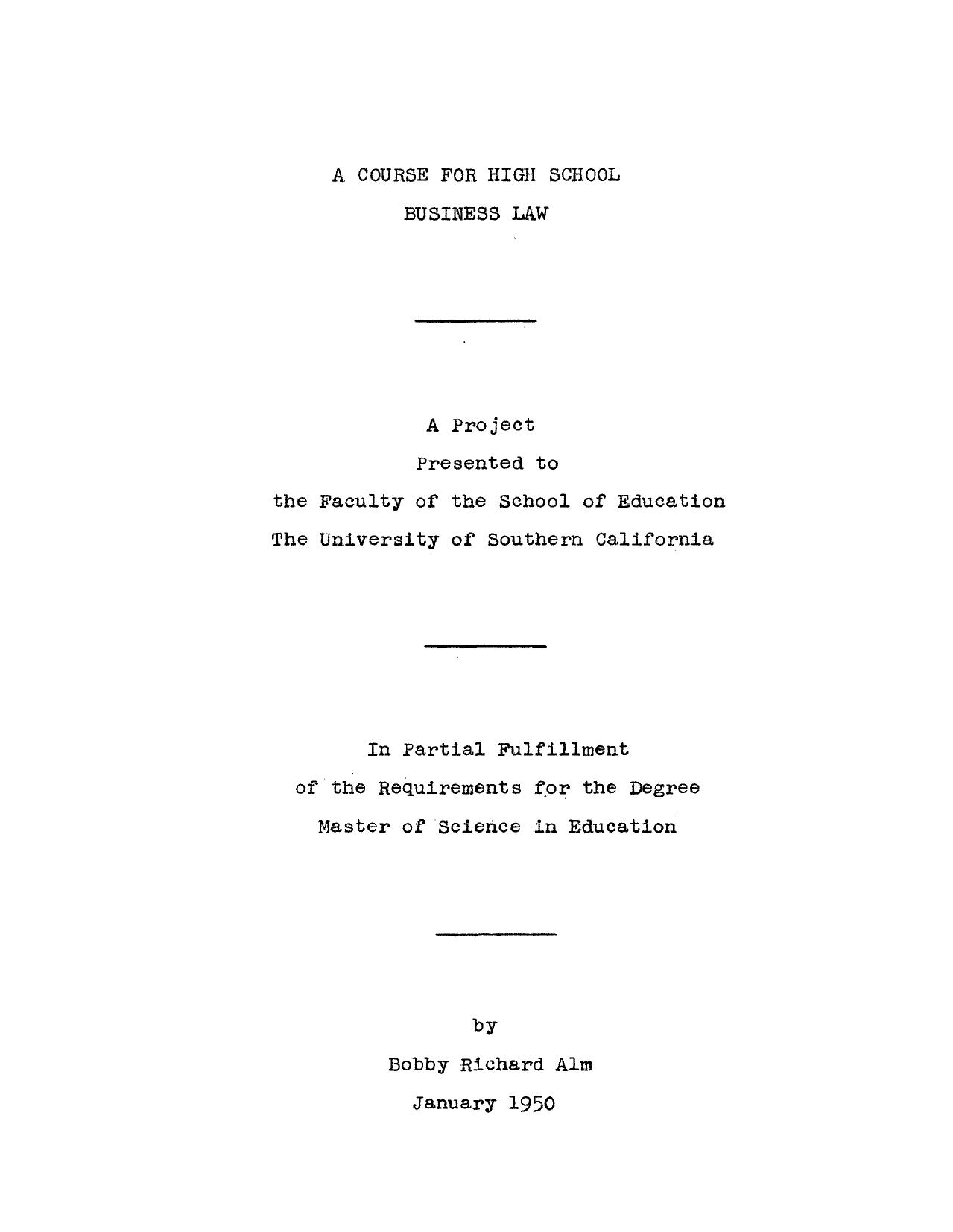 A course for high school business law by Alm Bobby Richard