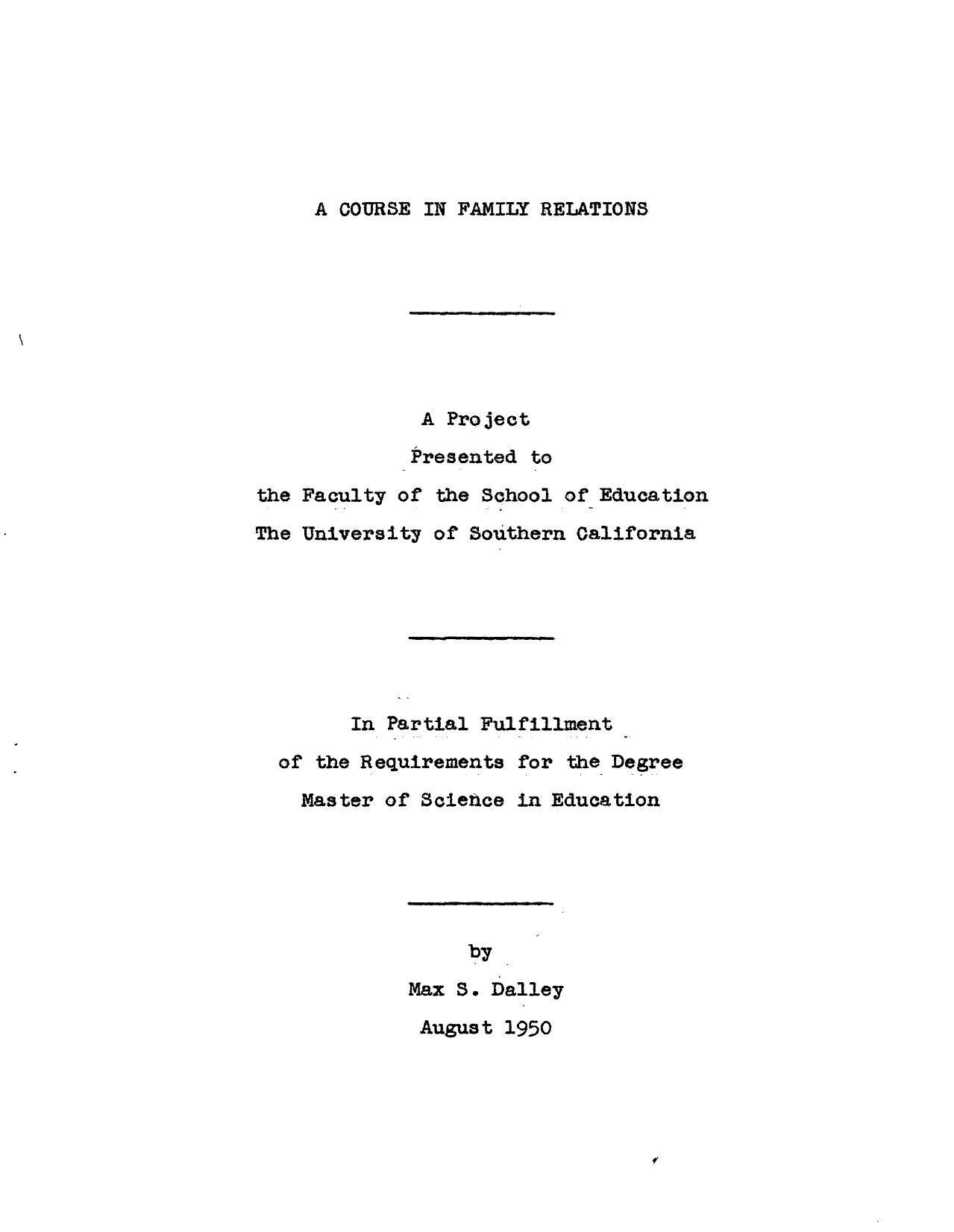 A course in family relations by Dalley Max S