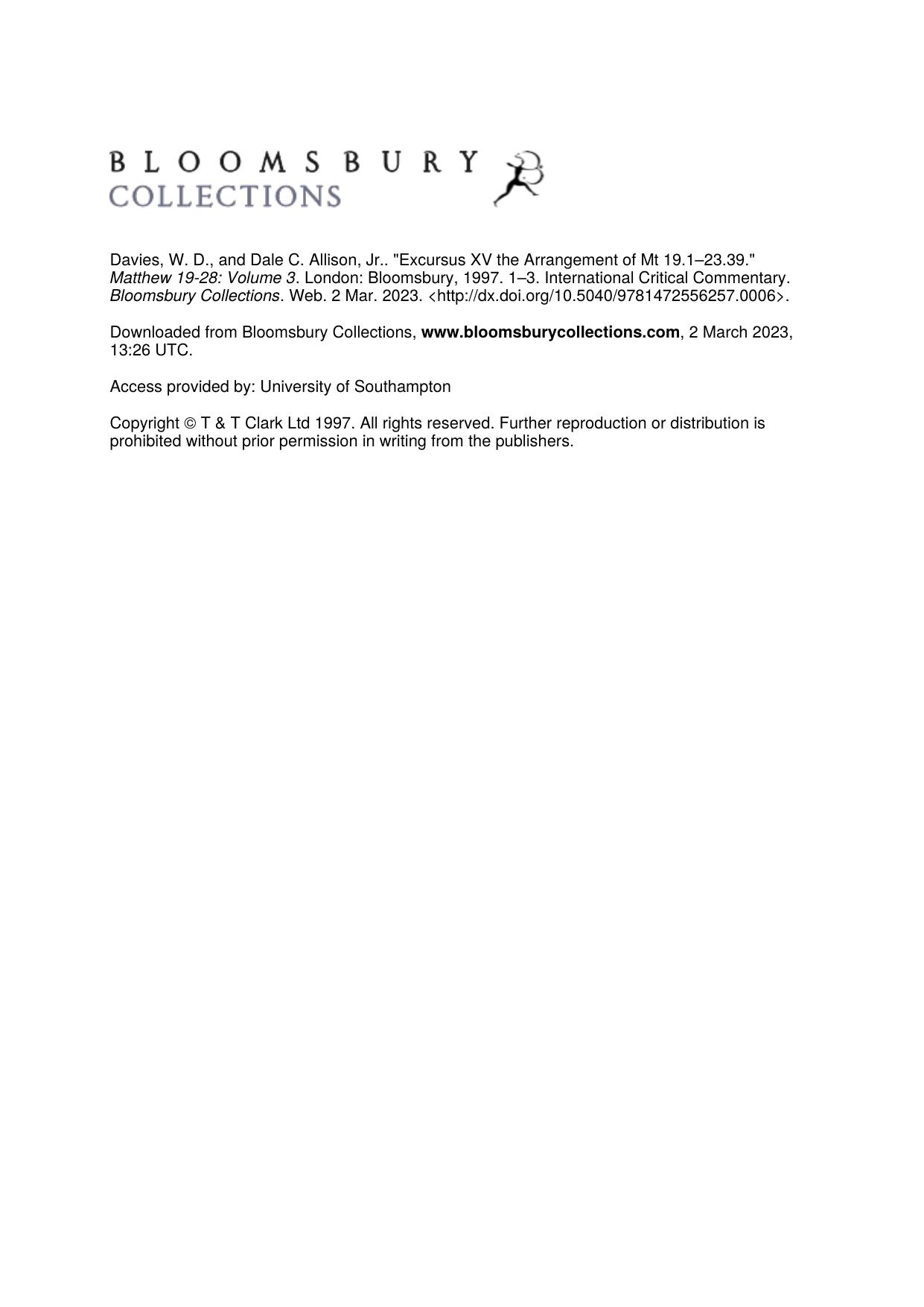 A critical and exegetical commentary on the Gospel according to Saint Matthew by W. D. Davies Dale C. Allison Jr