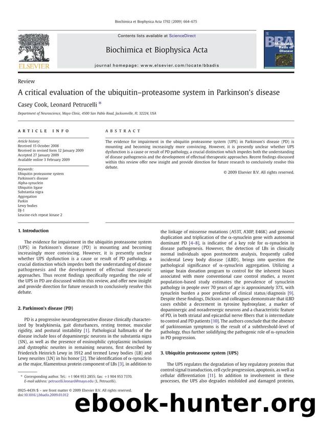 A critical evaluation of the ubiquitinâproteasome system in Parkinson's disease by Casey Cook; Leonard Petrucelli