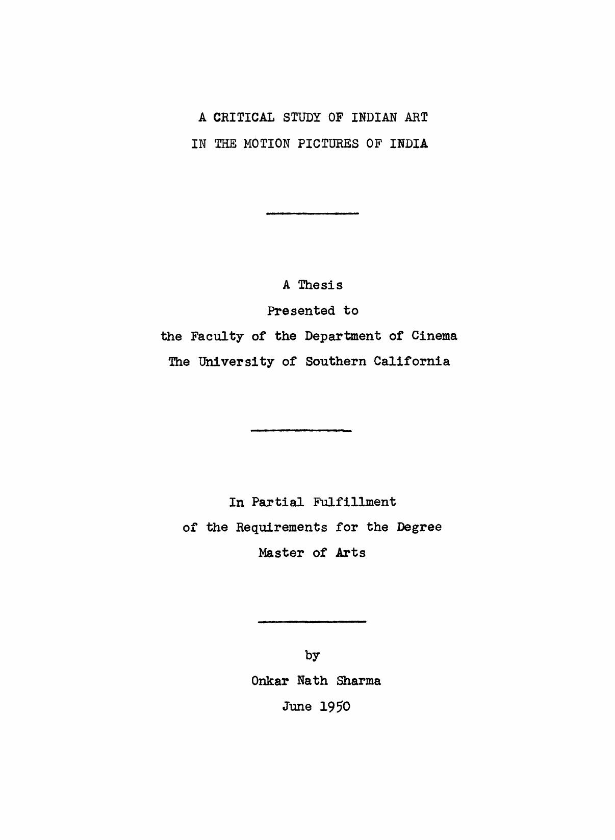 A critical study of Indian art in the motion pictures of India by Sharma Onkar Nath