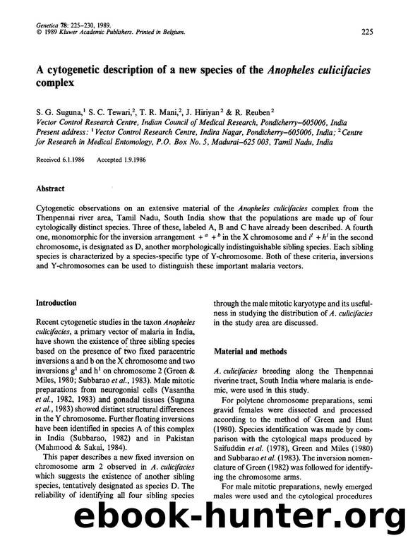 A cytogenetic description of a new species of the  <Emphasis Type="Italic">Anopheles culicifacies <Emphasis> complex by Unknown