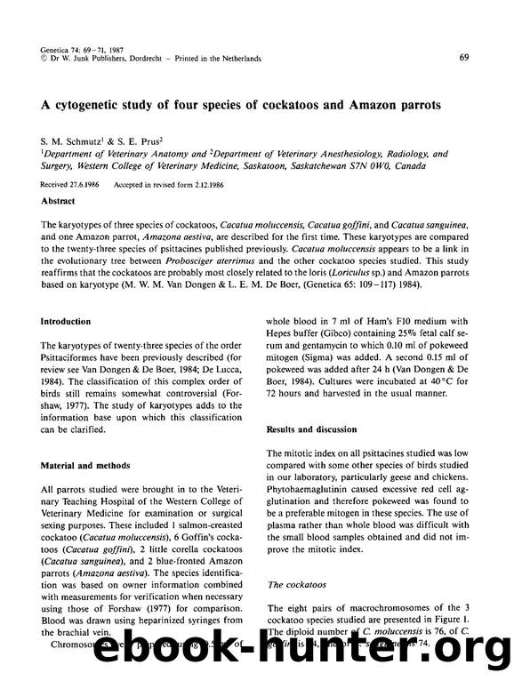 A cytogenetic study of four species of cockatoos and Amazon parrots by Unknown
