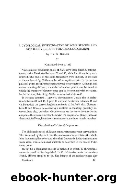 A cytological investigation of some species and species-hybrids of the genus Saccharum by Unknown